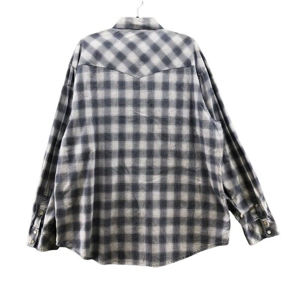 R-Vintage Mens Western Pearl Snap Button Embroidered Shirt Size XXL Blue Cowboy - Picture 2 of 9